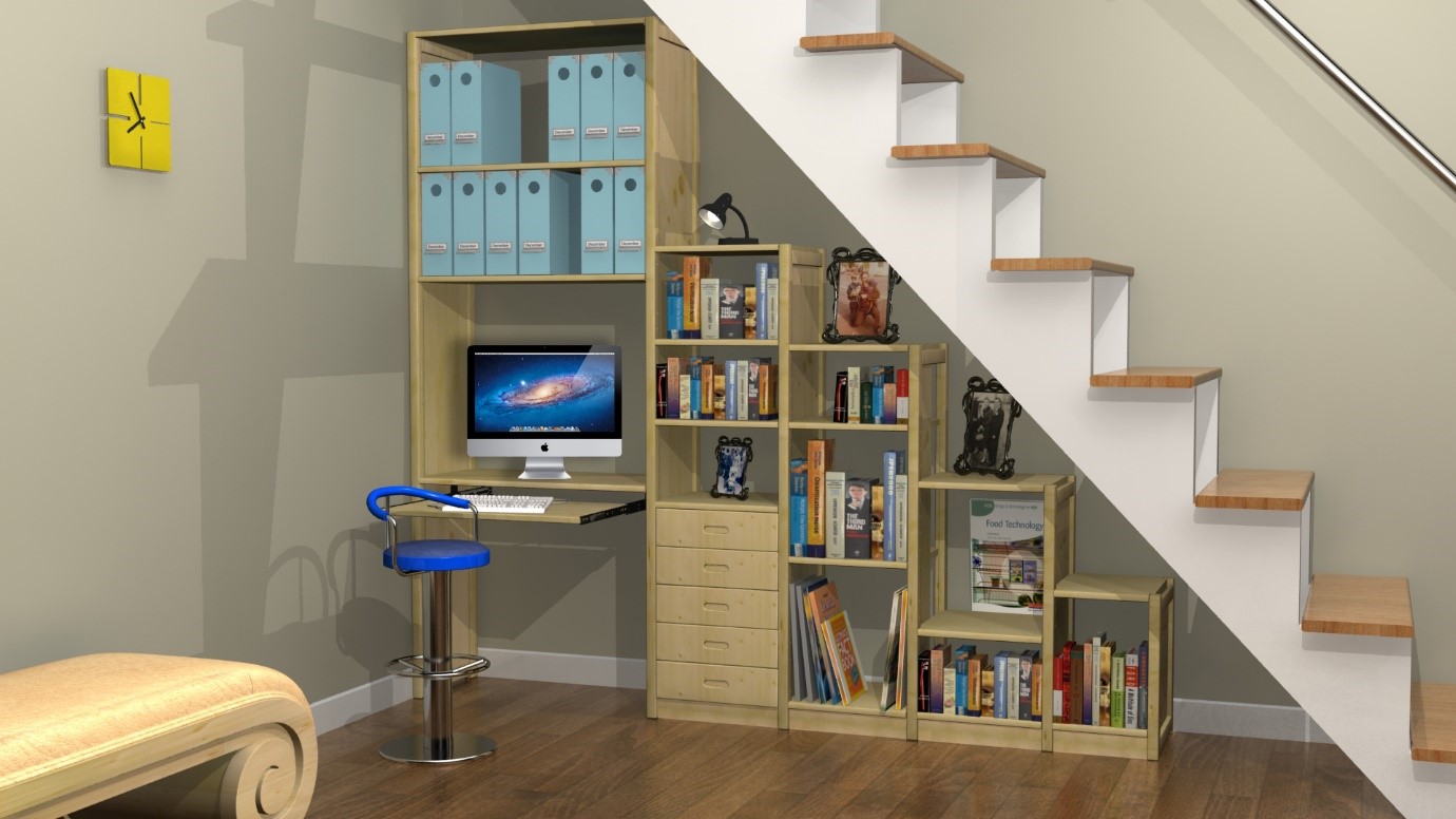 Staircase with attached bookshelf - Task Masters, Dubai