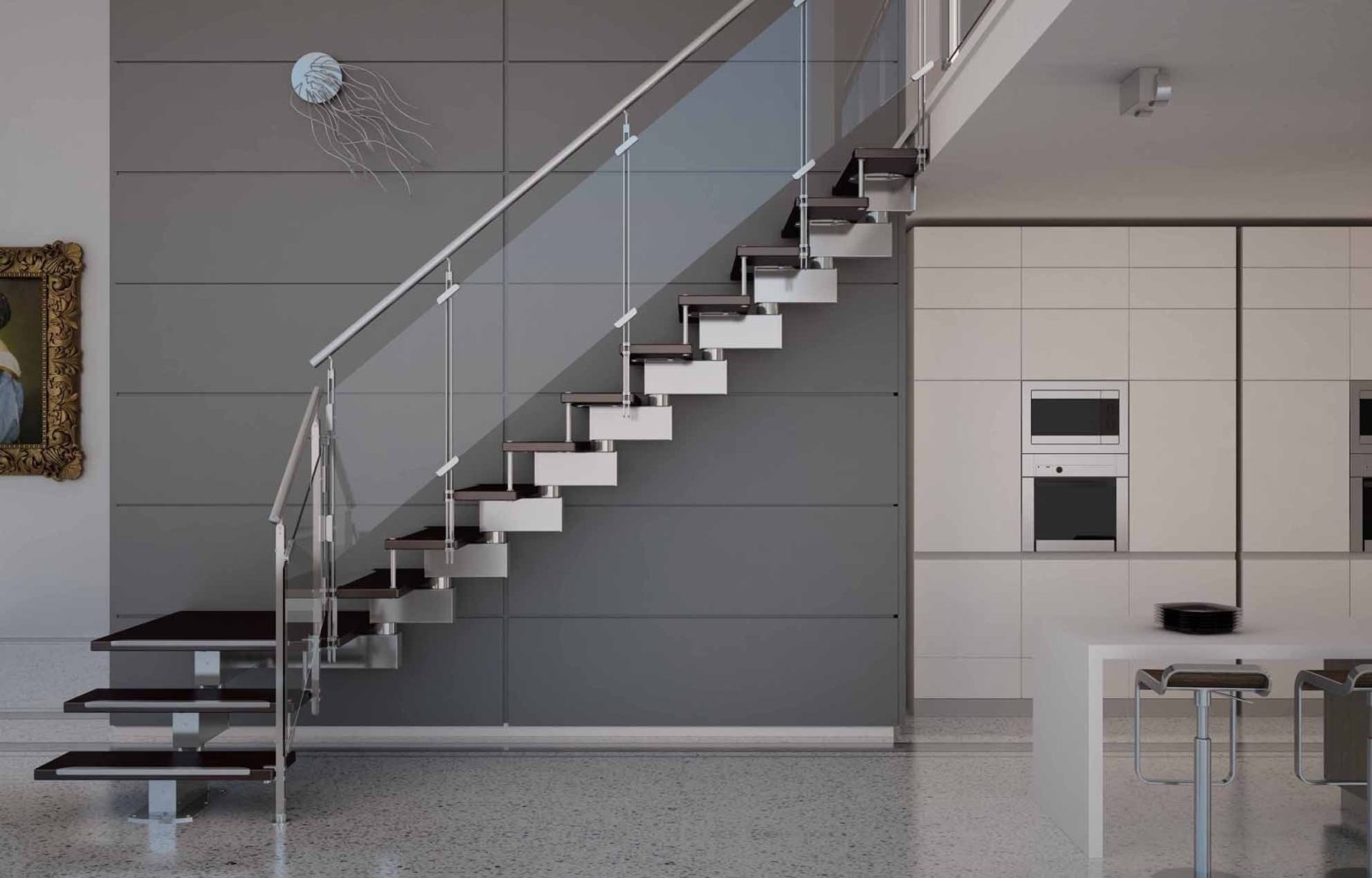Staircase with the glass railing - Task Masters, Dubai
