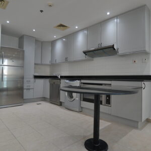 luxury kitchen with white walls