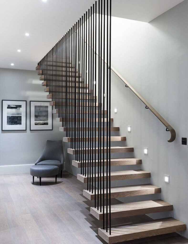 suspended staircase wooden